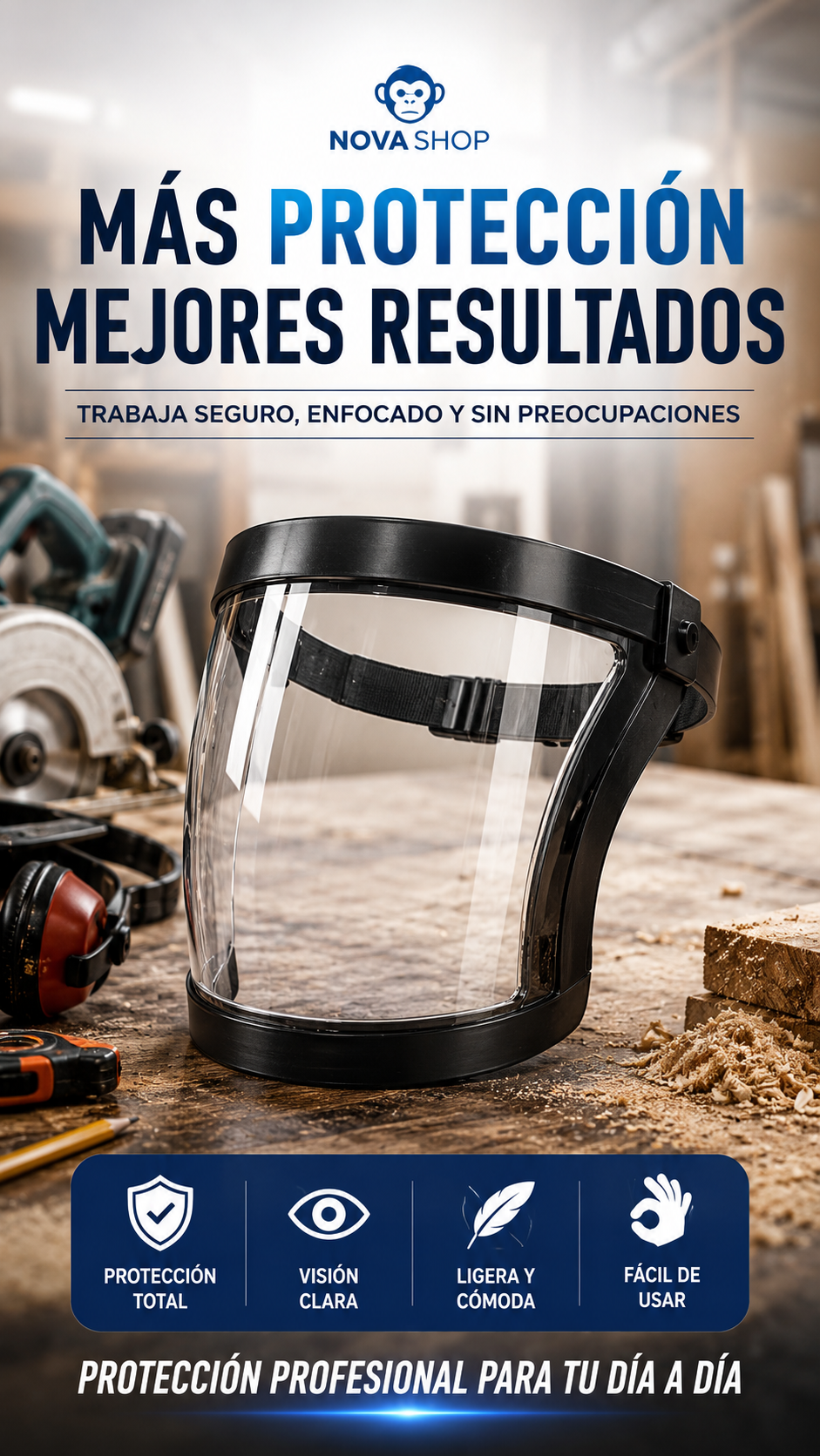 Máscara de Protección Facial Transparente – Máxima seguridad, comodidad y visión clara en todo momento 🛡️✨