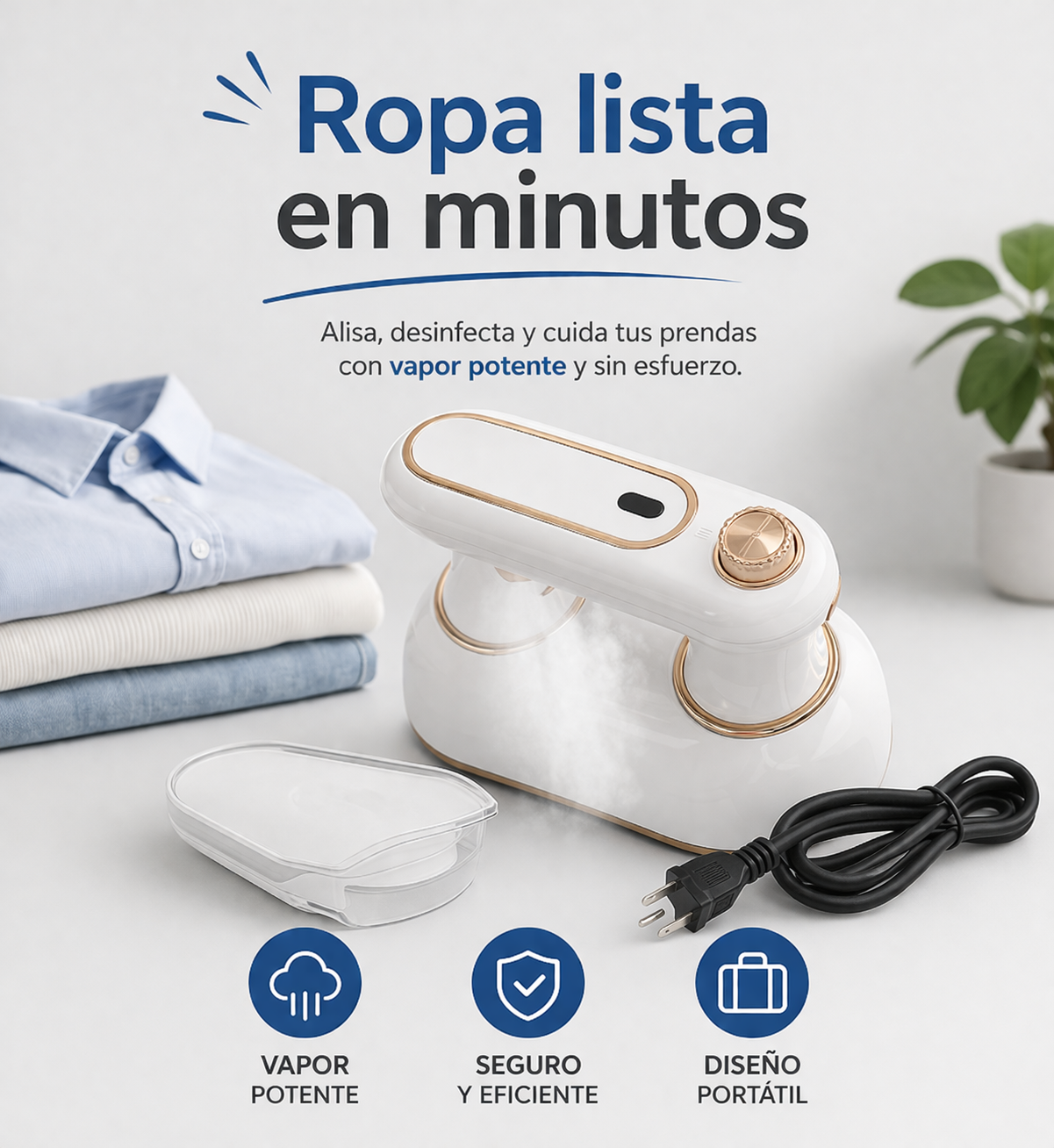 Plancha Pro Express™ ⚡ – Elimina arrugas en segundos, compacta y sin esfuerzo
