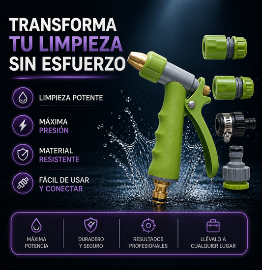 Boquilla Pistola Metálica de Alta Presión – Potencia, control y rendimiento profesional en cada uso ⚙️🔥
