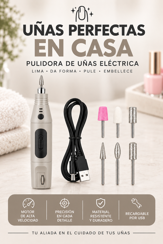 Kit Pulidor de Uñas Eléctrico Premium – Eliminación de Imperfecciones, Cuidado Preciso y Acabado Impecable 💅✨