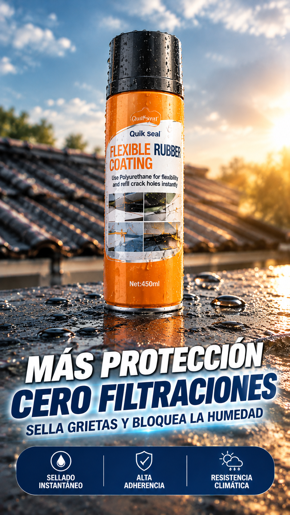 Spray Impermeabilizante Antifiltraciones Premium – Sella Grietas, Bloquea el Agua y Protege tu Hogar Fácilmente 💧🏠🔥